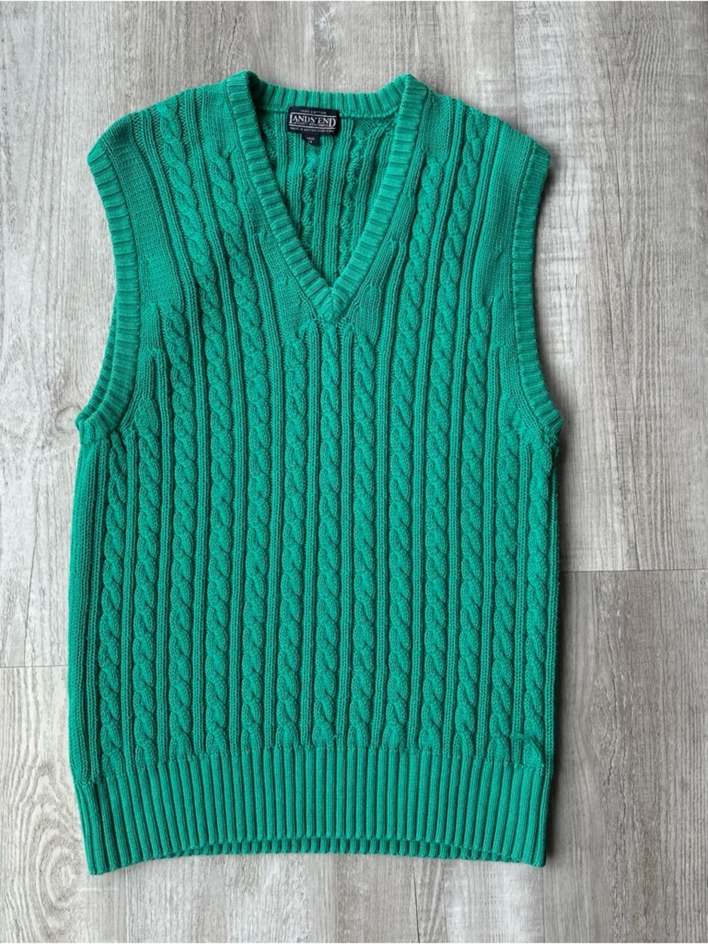 Vintage Lands End Cable Knit Sweater Vest